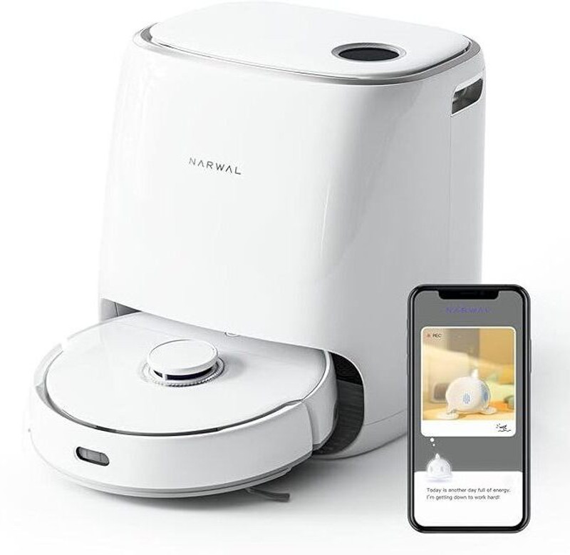 Narwal Freo Robot Vacuum Cleaner with Mop Function and Automatic Docking Station Robotic Floor Cleaner with 2 in 1 Mopping and Vacuum, Anti-Bacterial 
