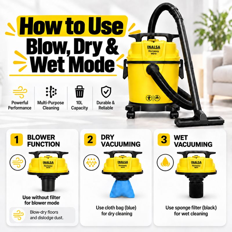 Inalsa Homeasy WD10 Wet & Dry Vacuum Cleaner - Image 6