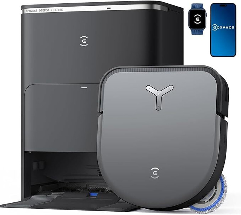 ecovacs x5 pro omni robotic floor cleaner 2 1 mopping vacuum anti bacterial cleaning reusable dust bag wifi connectivity google assistant alexa