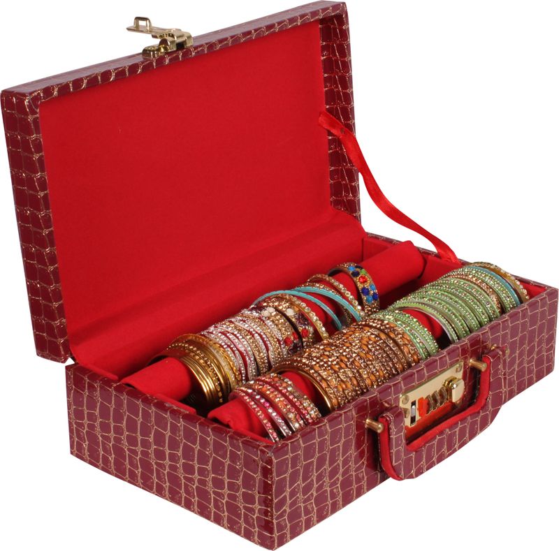 N A PURSE Wooden Two Rod Bangle Storage Box (Maroon) - Image 5