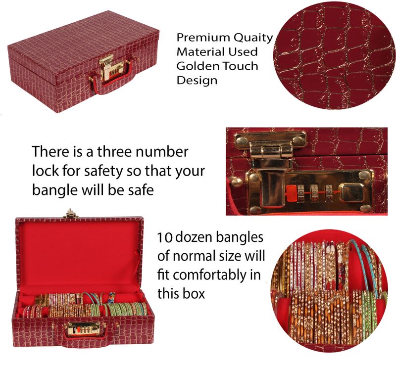 N A PURSE Wooden Two Rod Bangle Storage Box (Maroon) - Image 6
