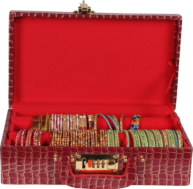 N A PURSE Wooden Two Rod Bangle Storage Box (Maroon) - Image 4