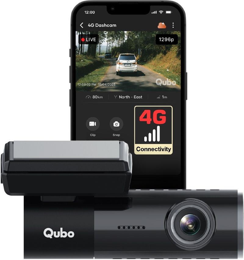 Qubo 4G Dashcam Dashboard Camera System (1 Camera, 3MP)