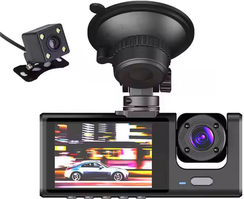 OneXsale 2-Inch Display Car Dashcam Full HD, Night Vision, G-Sensor, Loop Recording" Reverse Assist Camera System (3 Camera, 1080p)