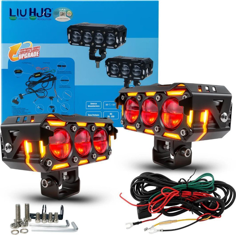 LIU HJG Super Bright Yellow/White 240 Watt Fog Light With Devil Eye & DRL Feature Fog Lamp Car, Motorbike, Truck, Van LED (12 V, 240 W) Universal For 