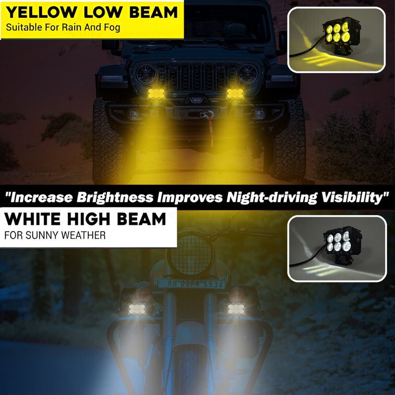 Moto Genius 6 LED Fog Light, Dual Mode Yellow/White - Image 6