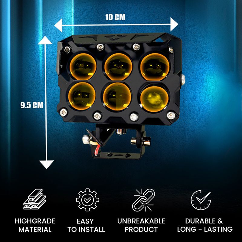 Moto Genius 6 LED Fog Light, Dual Mode Yellow/White - Image 5