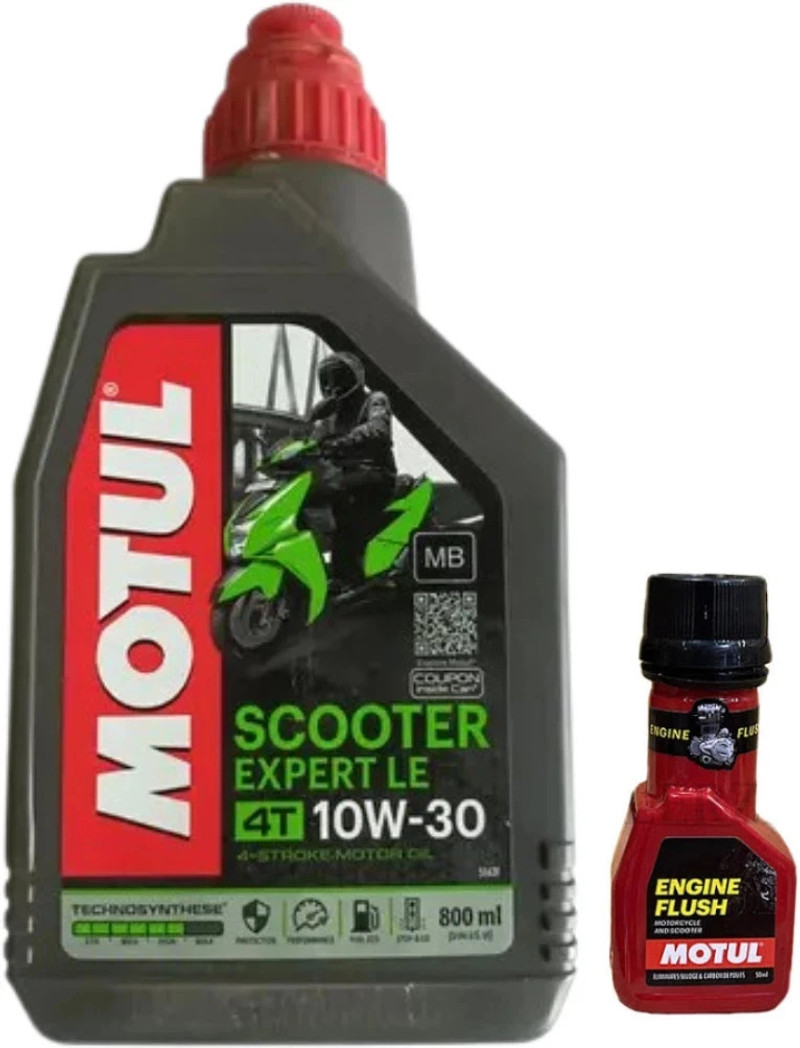 MOTUL SCOOTER EXPERTLE 10W30(0.800litre)+Engine flush(50ml) Combo Full-Synthetic Engine Oil