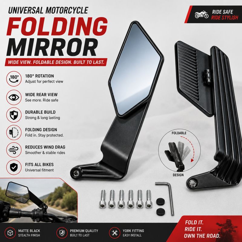 moky pro Manual Rear View Mirror For Universal For Bike 1 Series (Right, Left) - Image 6