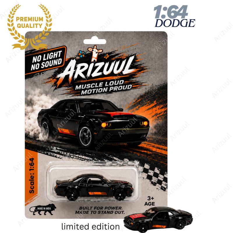 Arizuul 1:64 Dodge Challenger SRT Hellcat Pull Back Diecast Metal - Image 2