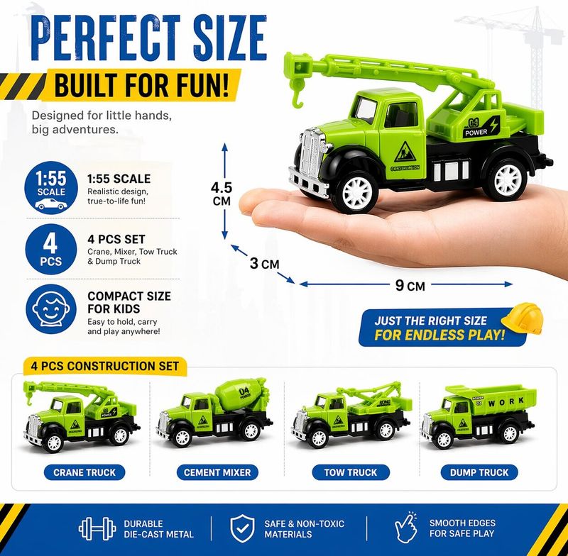 ZUNBELLA Die Cast Metal Construction Pullback Vehicle Toy set (Multicolor, Pack of: 4) - Image 7
