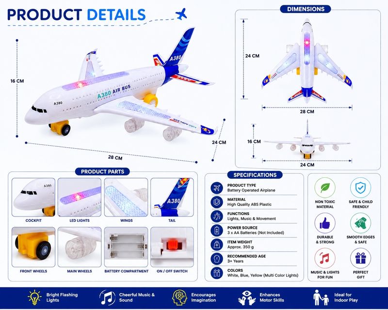 Kidora Traders Electric Musical Aeroplane Toy - Image 4