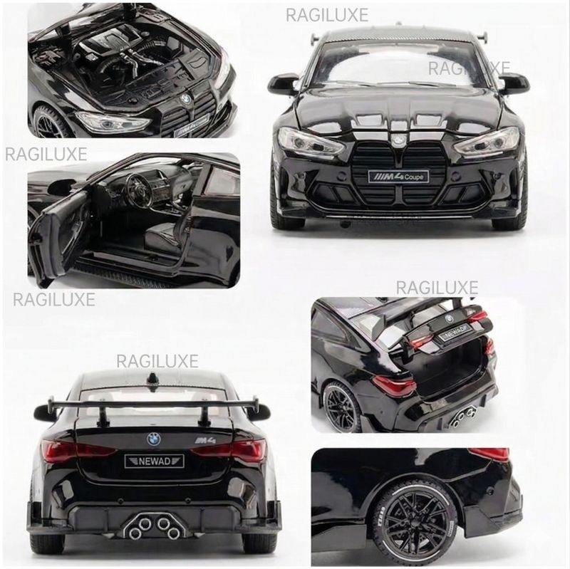 Ragiluxe 1:32 Scale BMW M4 Black Diecast Car - Image 6