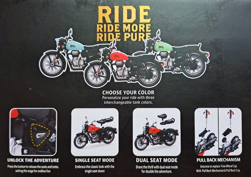 HANAL Royal Enfield Classic Bullet Push & Pull Toy (Multicolor) - Image 6