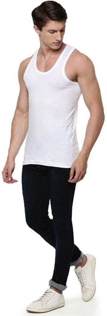 Poomer 3 Pack White Cotton Men's Vest - Image 6