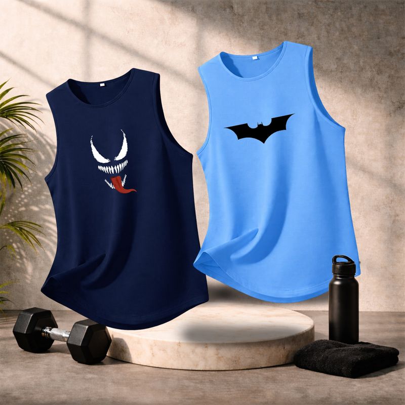 Boxman Men Navy Blue, Light Blue T-Shirt Pack of 2 - Image 2