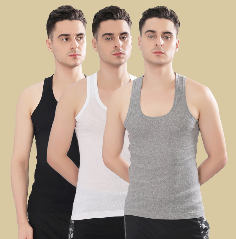 DollarBigboss Pack of 3 Derby RN Cotton Men Vest