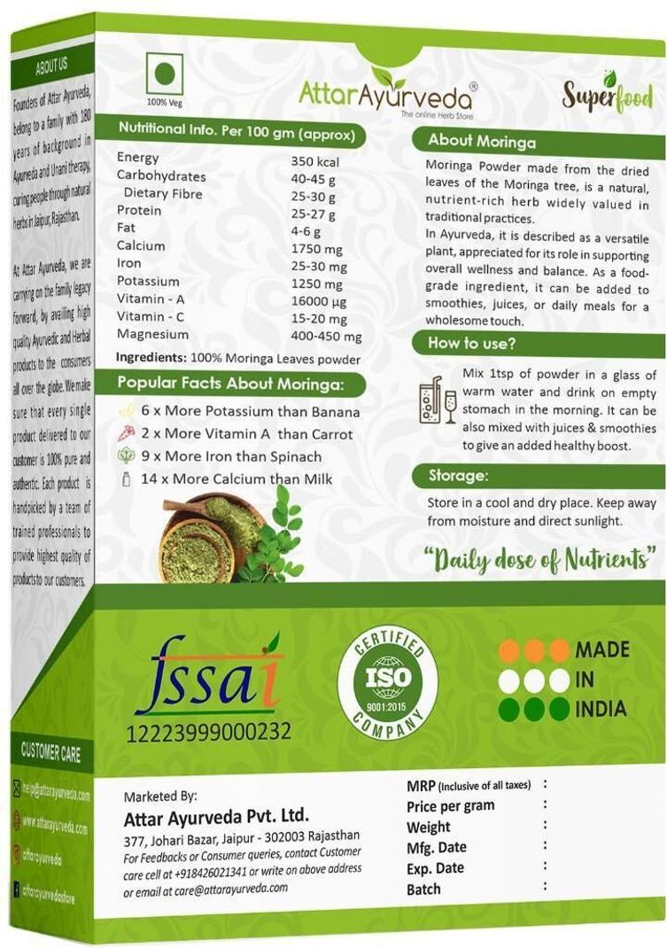 Attar Ayurveda Pure Moringa Leaf Powder - Image 4