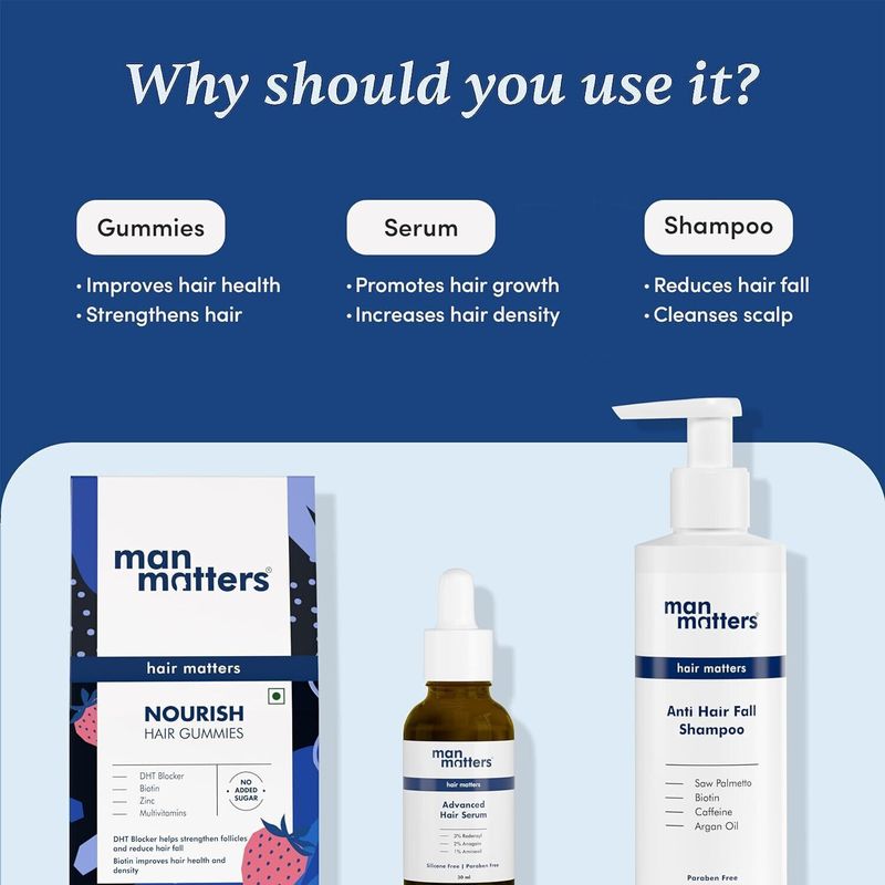 Man Matters Biotin Gummies 30N, Hair Serum 30ml & Anti-Hair-Fall - Image 6