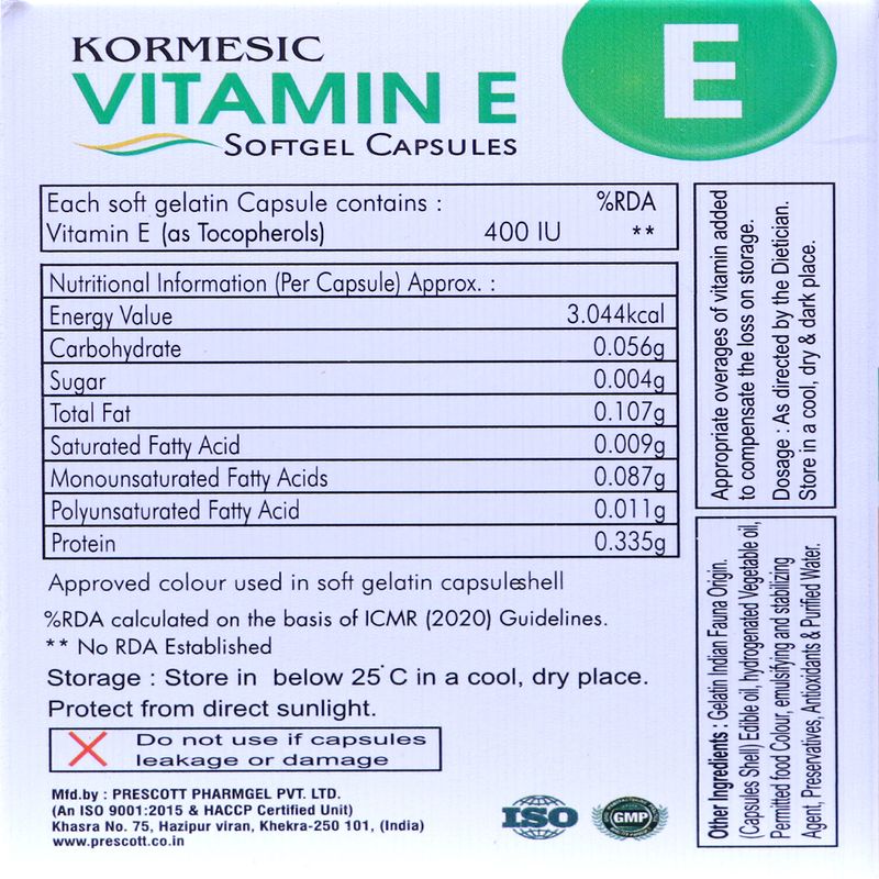 KORMESIC Vitamin E Capsule 100% Natural - Image 6