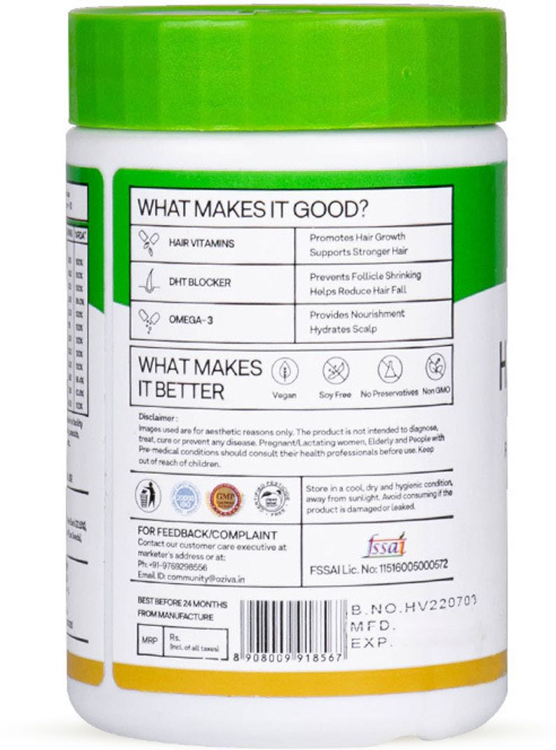 OZiva Hair Vitamins 60 Capsules - Image 5