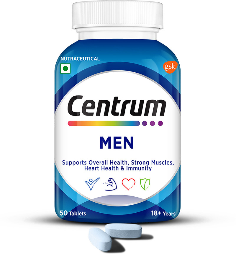 Centrum Men|Supports Overall Health (Veg) | World's No.1 Multivitamin 50 Tablets