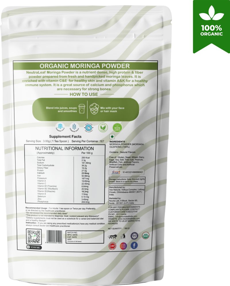 Neutraleaf Organic Moringa Powder 500g - Image 5