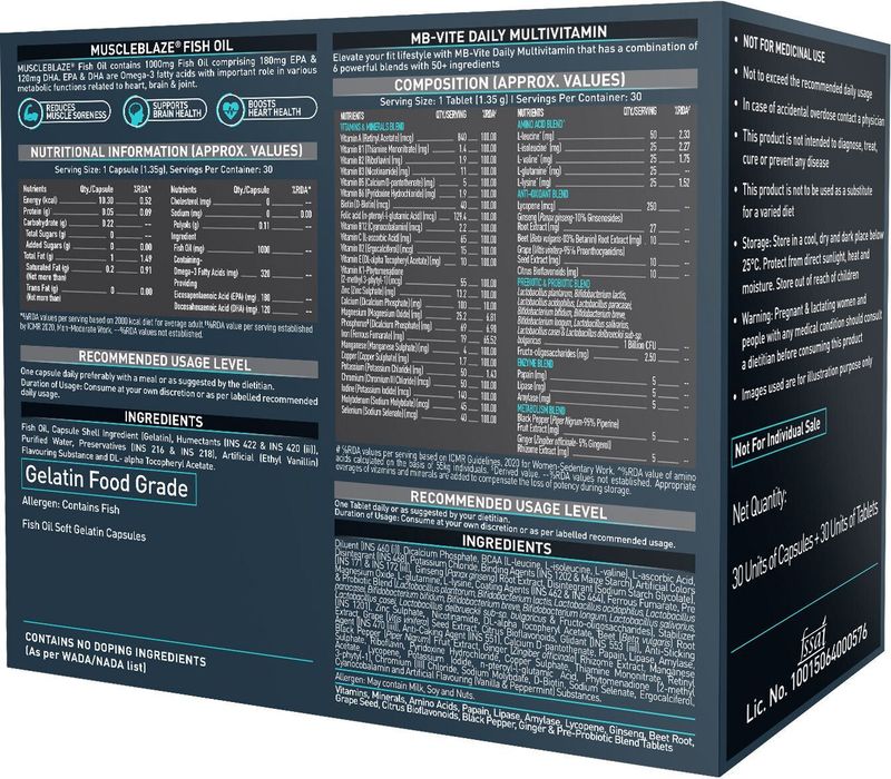 MUSCLEBLAZE MB-Vite Multivitamin & Omega 3 Fish Oil 1000mg Combo 1 g - Image 4