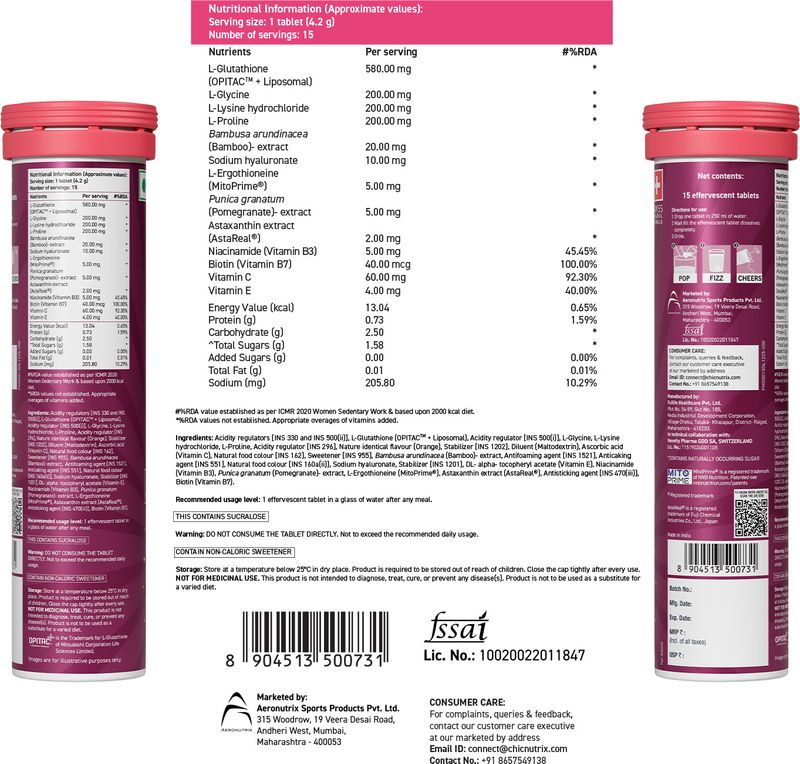 Chicnutrix Glow Advanced 580mg Glutathione - Image 3