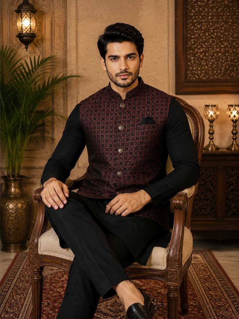TRENDS OF ETHNIC Printed Men Waistcoat - Image 5
