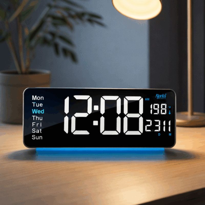 AJANTA Digital 12.85 cm X 38.8 cm Wall Clock Black - Image 3