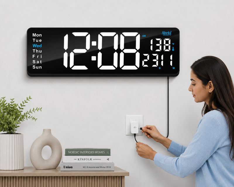 AJANTA Digital 12.85 cm X 38.8 cm Wall Clock Black - Image 5