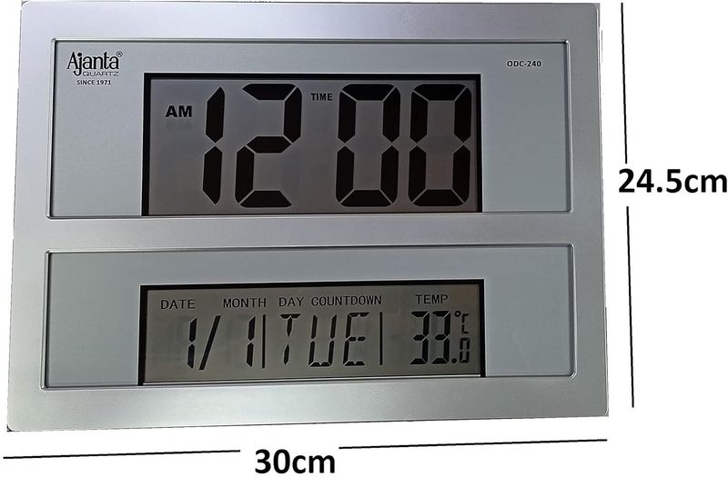 AJANTA 30cm X 24.5cm Silver Wall Clock - Image 4