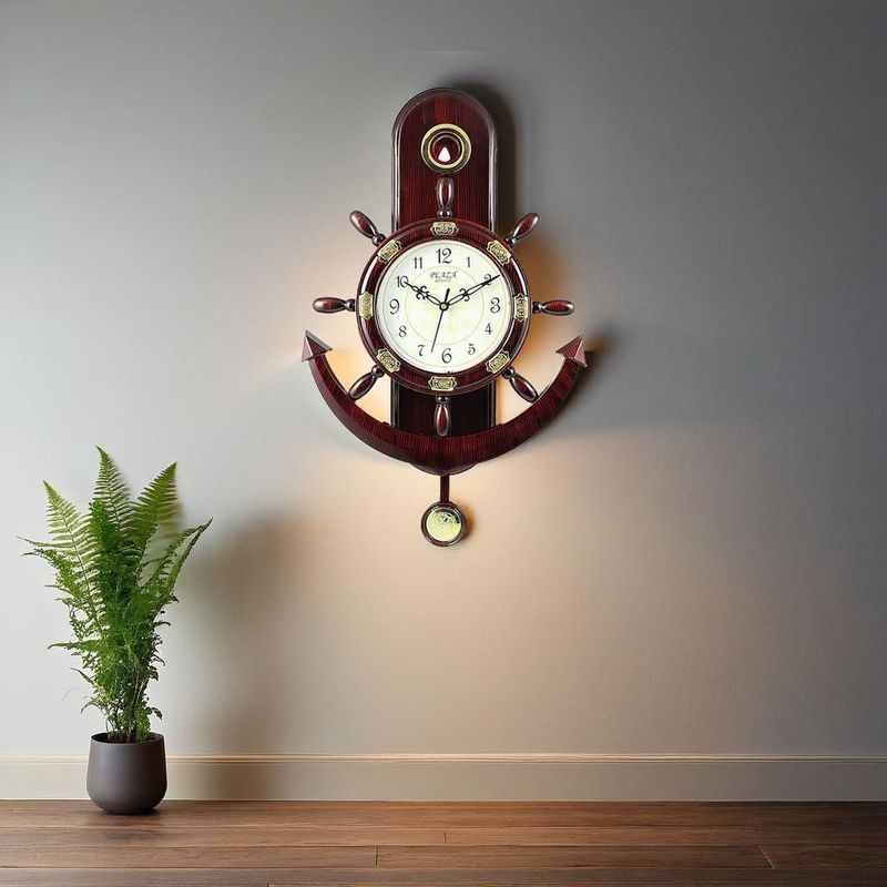 A&A Plaza Pendulum Wall Clock Analog 36 cm X 32 cm Wall Clock - Image 6