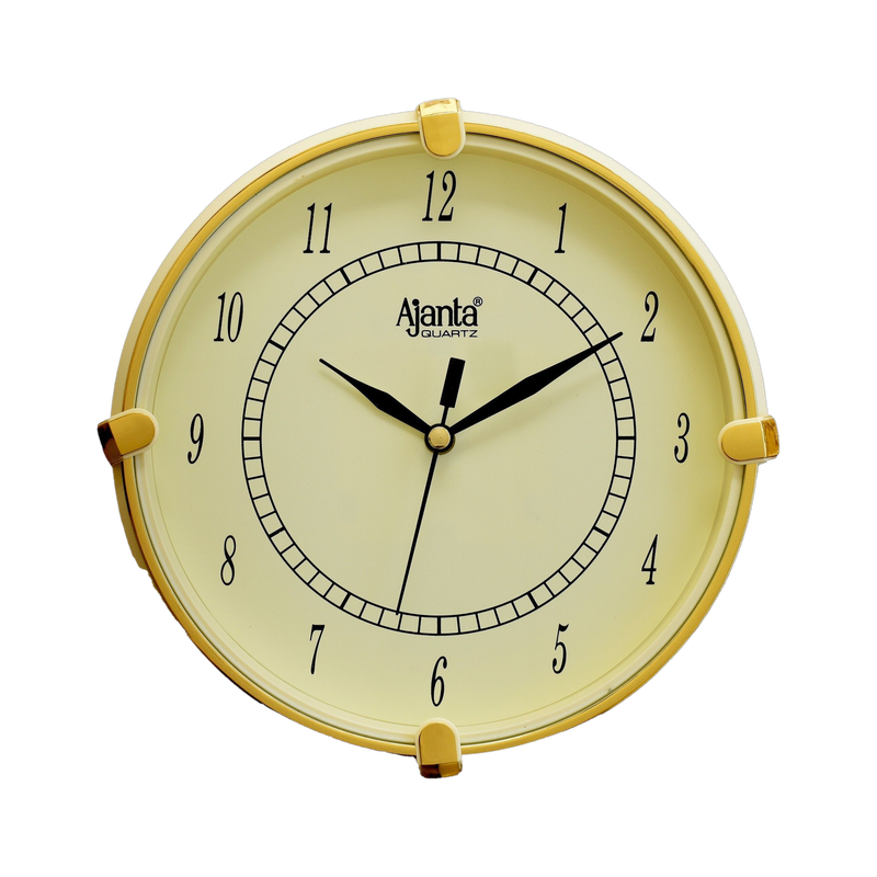 AJANTA Analog 19 cm X 19 cm Wall Clock (Gold, With Glass, Standard)
