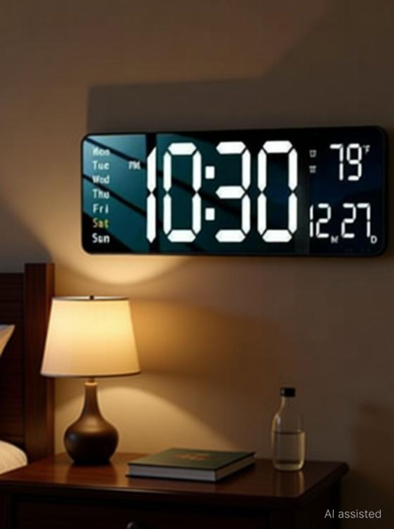 SZELAM 12cm X 38cm Digital Wall Clock Orange - Image 3