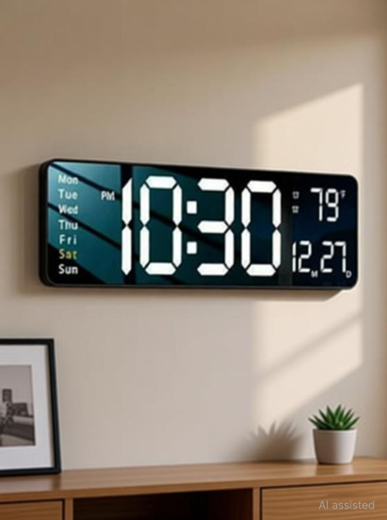 SZELAM 12cm X 38cm Digital Wall Clock Orange - Image 2