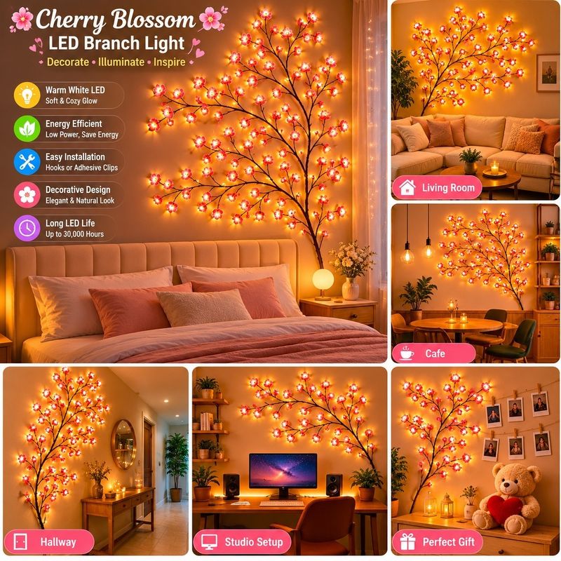 SKYBUCKET LED Cherry Blossom Tree Branch Lights Multicolor - Image 7