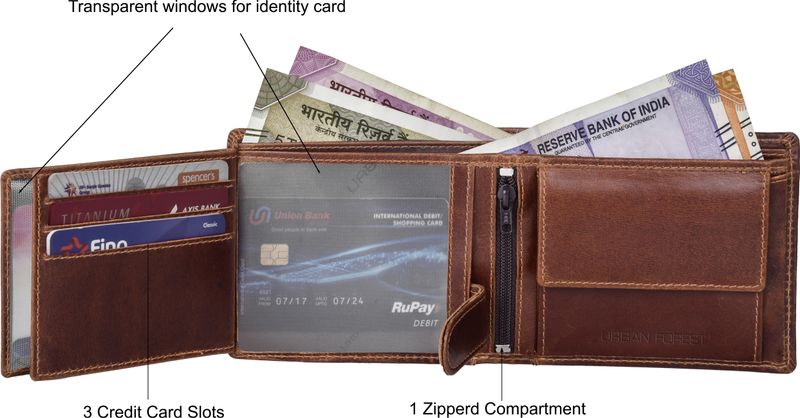 URBAN FOREST Men Brown Genuine Leather Wallet - Image 5