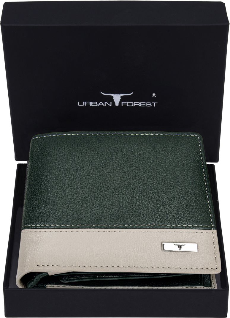 URBAN FOREST Men Green Genuine Leather Wallet - Image 2