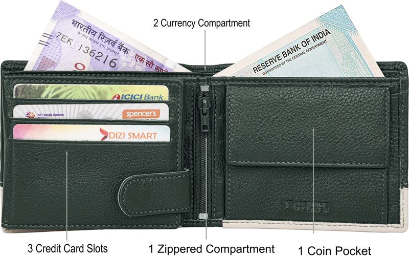 URBAN FOREST Men Green Genuine Leather Wallet - Image 5