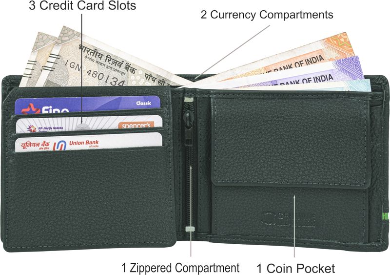 URBAN FOREST Green Leather RFID Wallet - Image 4