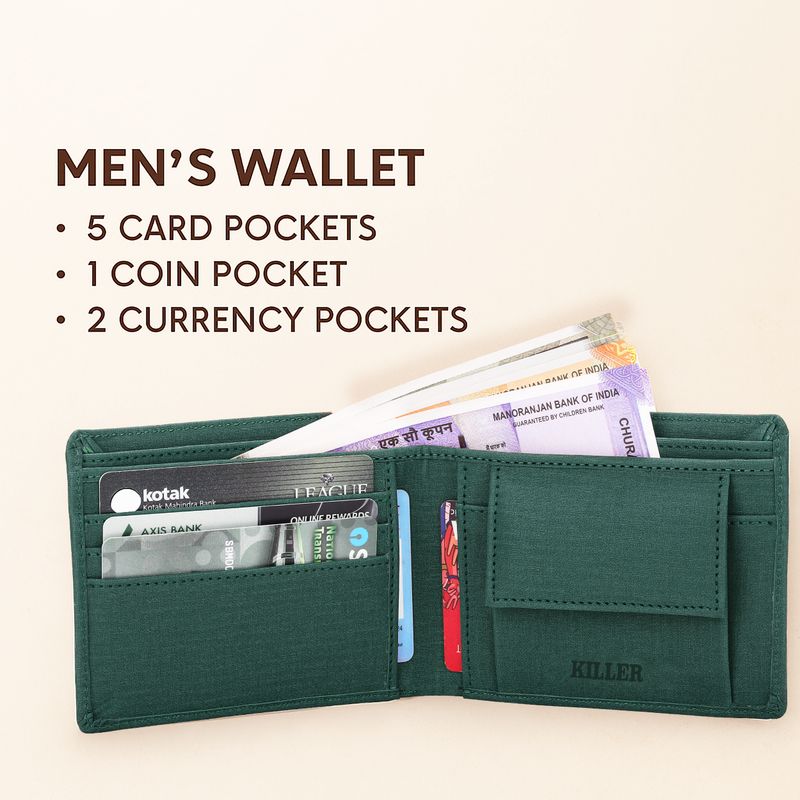 KILLER Green Artificial Leather Wallet - Image 4