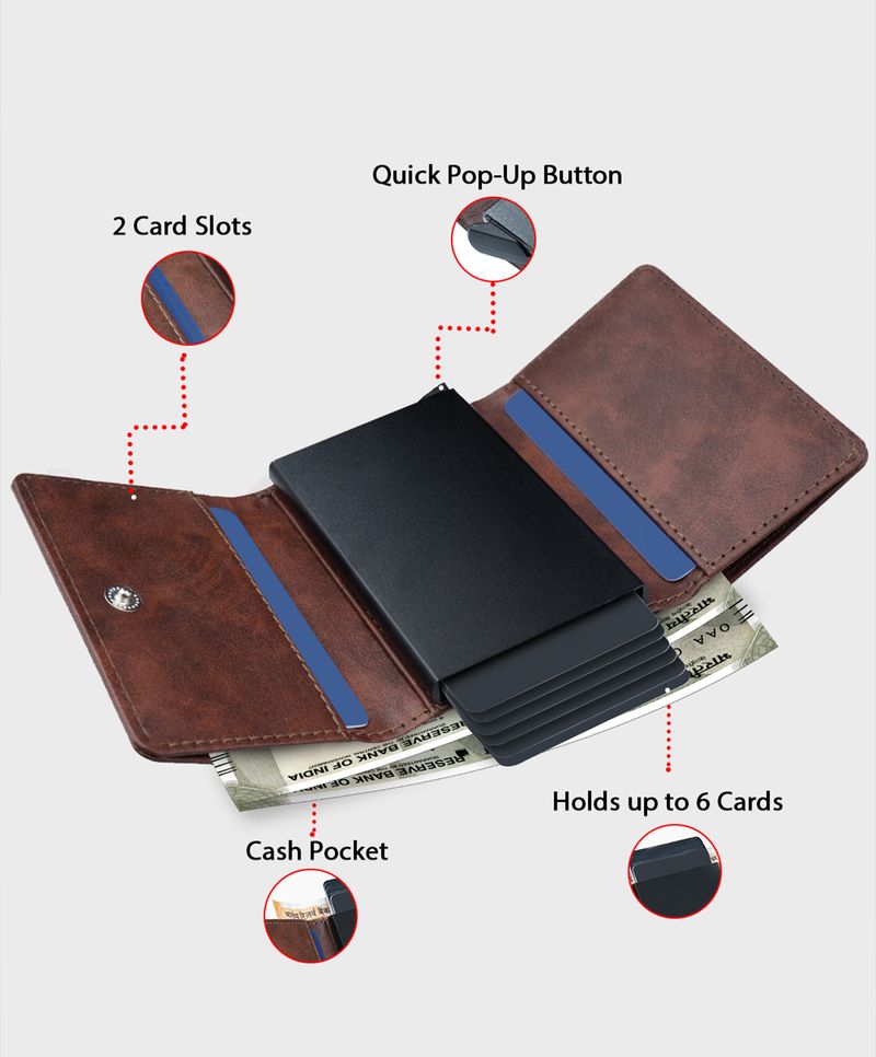 thewalletstore Men Brown RFID Wallet - Image 3