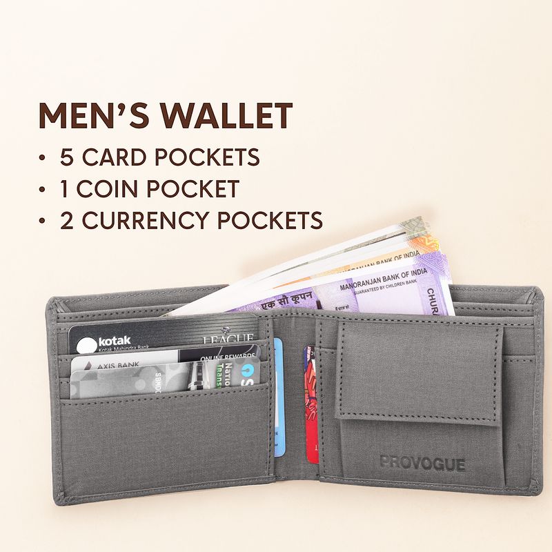 PROVOGUE Men Grey Artificial Leather Wallet - Image 4