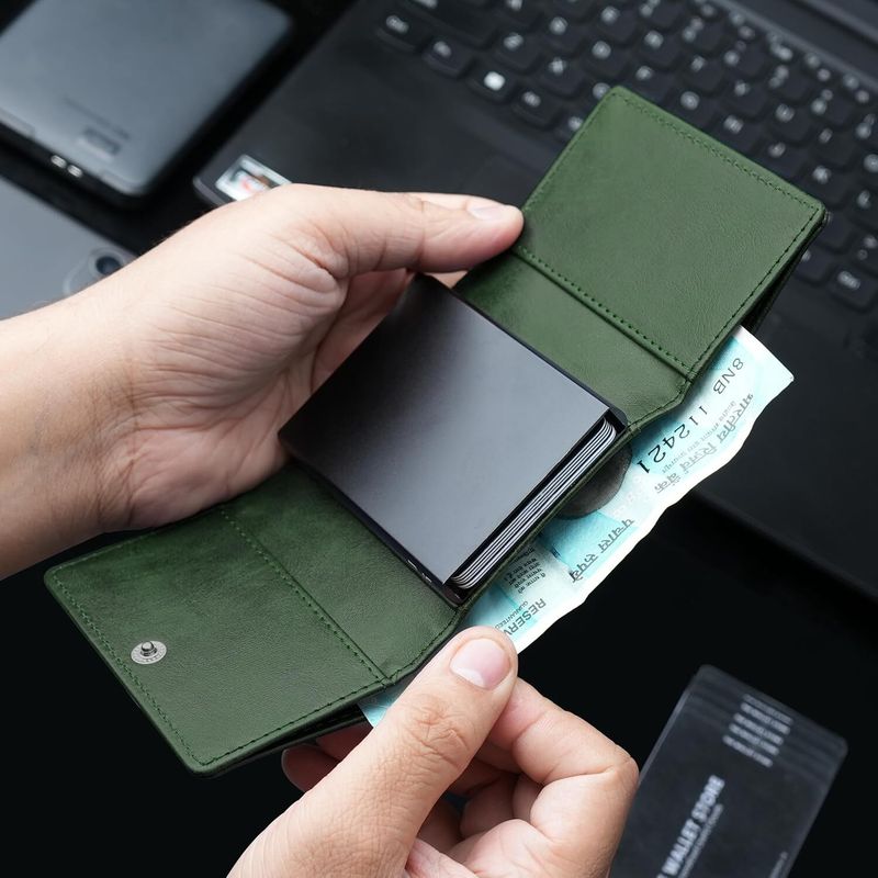 thewalletstore Men Casual Green Artificial Leather RFID Wallet (8 Card Slots) - Image 7