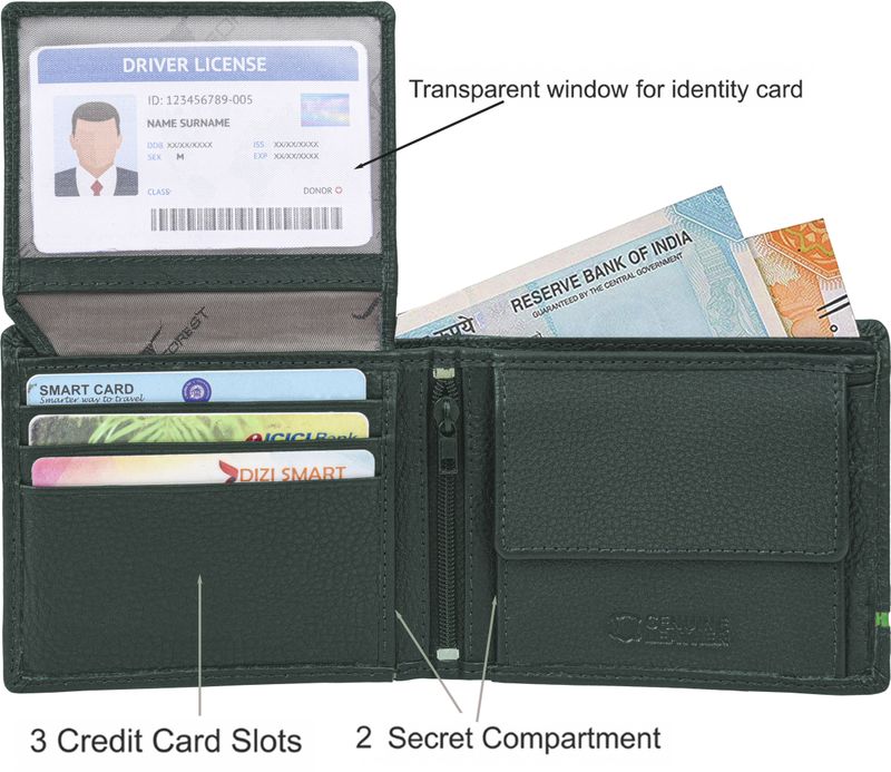 URBAN FOREST Green Leather RFID Wallet - Image 5