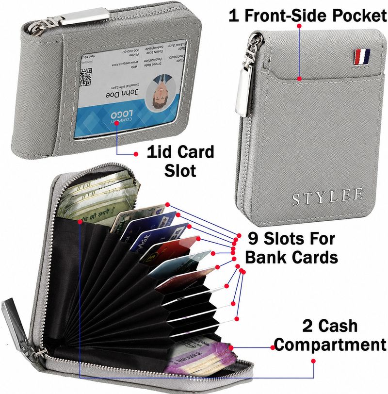 stylee Men Travel, Trendy Grey Artificial Leather Card Holder (11 Card Slots) - Image 6