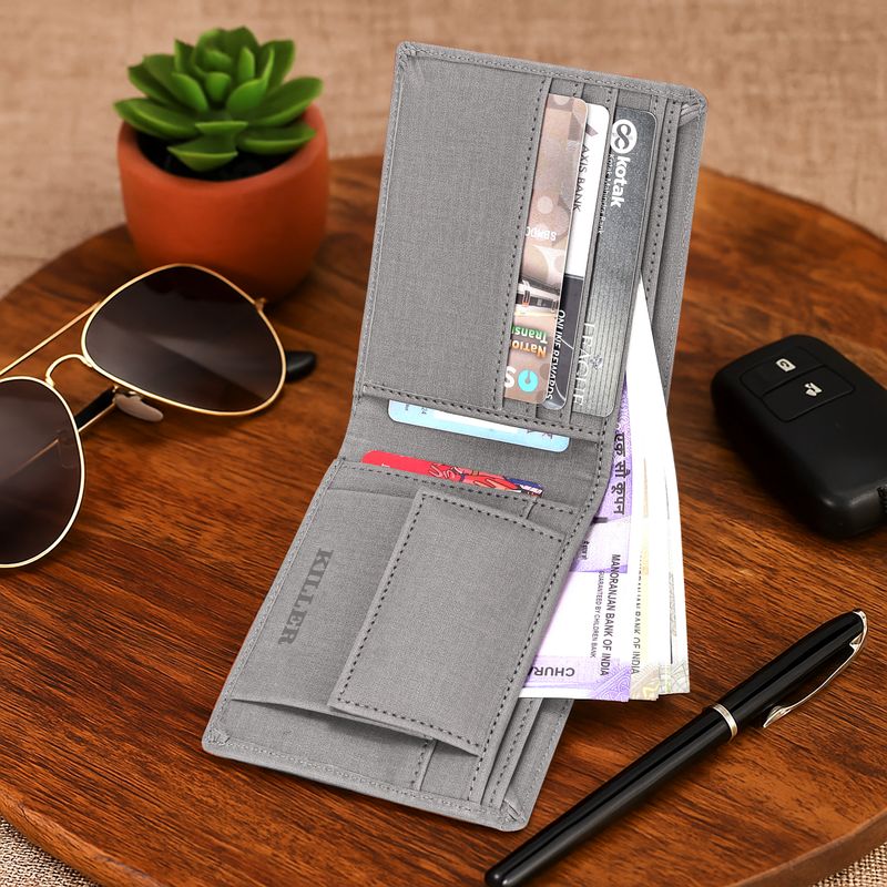 Men Grey Artificial Leather Wallet - Image 3