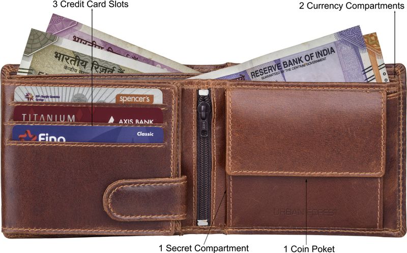 URBAN FOREST Men Brown Genuine Leather Wallet - Image 4